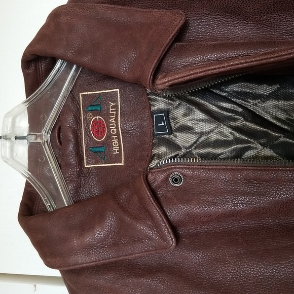 Men's Leather Jacket - L / Tall - brown - Picture 2 of 8